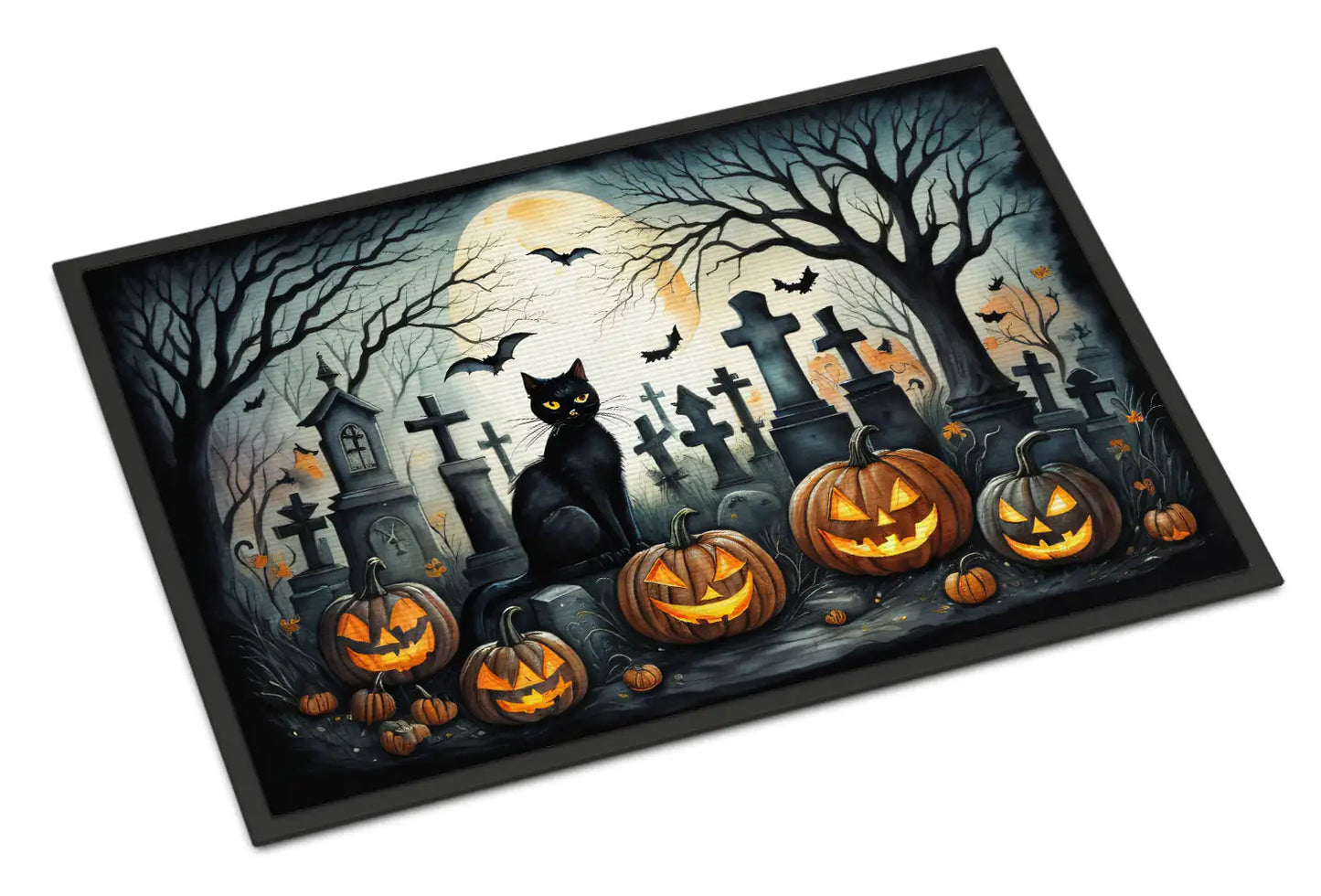 Black Cat Spooky Halloween Doormat