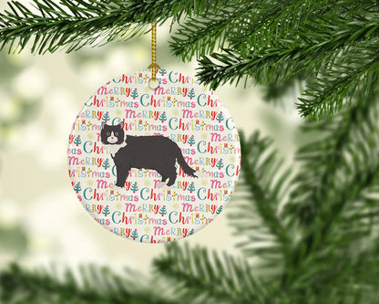 Cat Christmas Ceramic Ornament