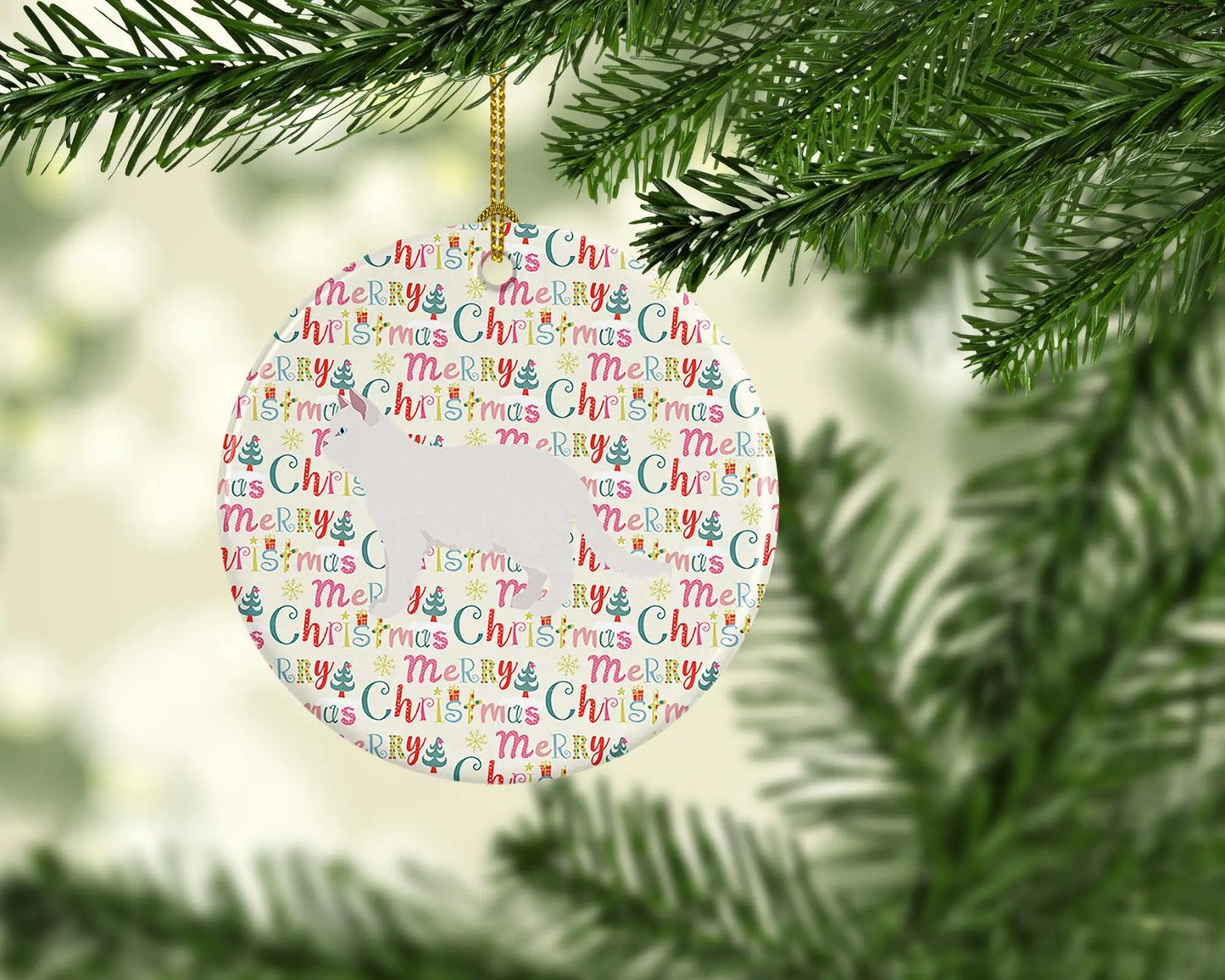 Cat Christmas Ceramic Ornament