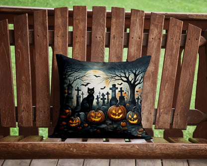 Black Cat Spooky Halloween Throw Pillow