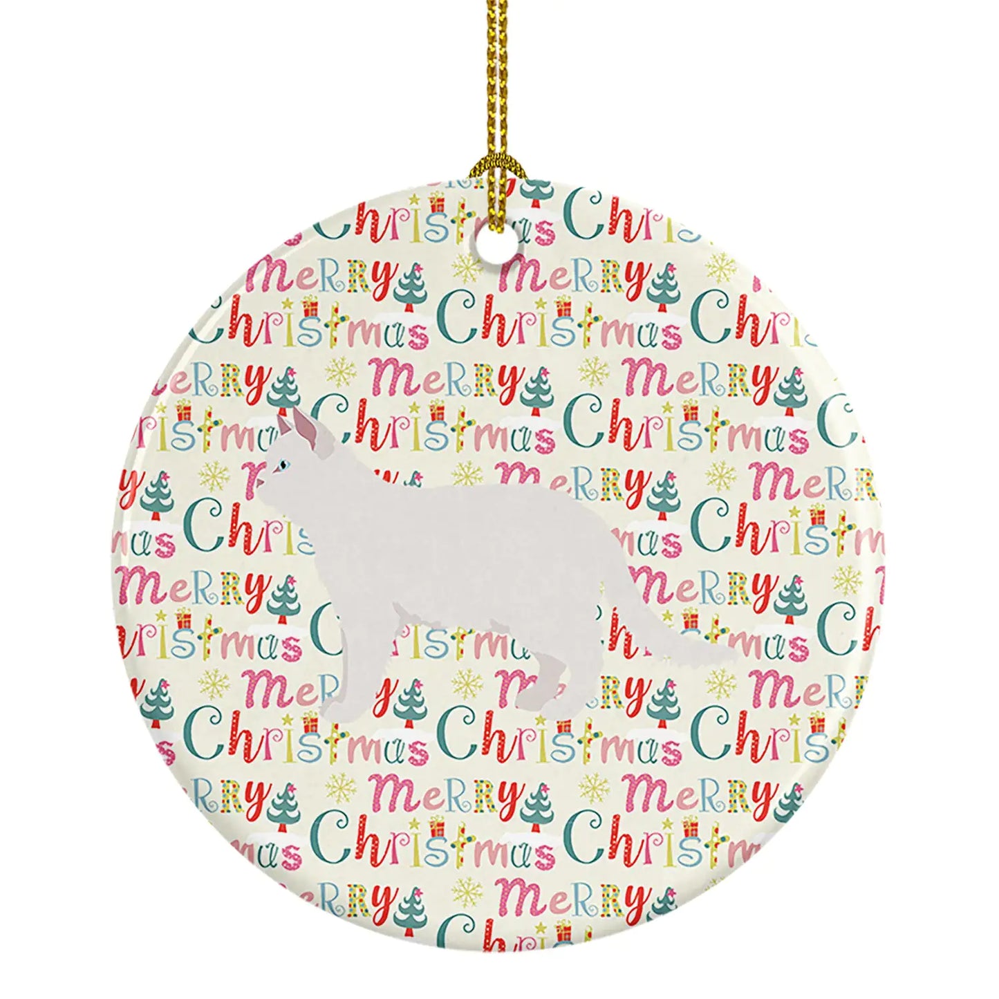 Cat Christmas Ceramic Ornament