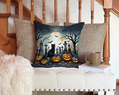 Black Cat Spooky Halloween Throw Pillow